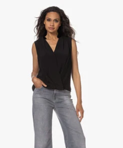Rag & Bone Meredith Mouwloze Overslag Blouse - Zwart -Mode Kleding 230524 d12ee2f3 e0db 4e03 9062 e2c418d15712