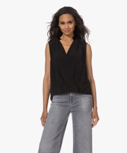 Rag & Bone Meredith Mouwloze Overslag Blouse - Zwart -Mode Kleding 230524 ddd131c6 dff8 4d44 a651 e3237e691053