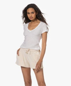 James Perse Slub Jersey V-Hals T-Shirt - Wit