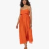 Xírena Skyla Katoen-Zijde Voile Jurk - Papaya