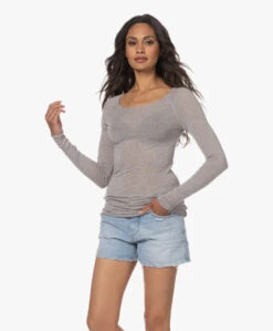 Gai+Lisva Amalie Wolmix Boothals Longsleeve - Lichtgrijs Mêlee -Mode Kleding 230530 8d973177 773f 4657 a12f 519d677c7416