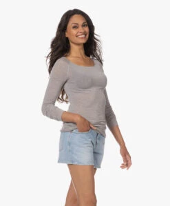 Gai+Lisva Amalie Wolmix Boothals Longsleeve - Lichtgrijs Mêlee -Mode Kleding 230530 cade2296 cb7a 4178 9c9b 4961d984fe6b