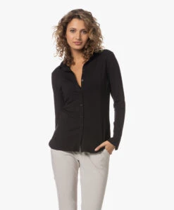 Lasalle Tencel Jersey Blouse - Zwart -Mode Kleding 230601 22f6970f 61af 429c b095 d5a2d9730bbb