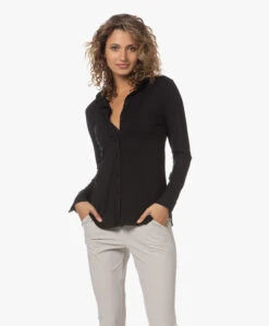 Lasalle Tencel Jersey Blouse - Zwart -Mode Kleding 230601 57675f43 62c1 4bdf be79 b65f2d54dded