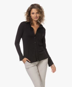 Lasalle Tencel Jersey Blouse - Zwart -Mode Kleding 230601 91666c7c 15b3 4edc 984e dc939825f4d8