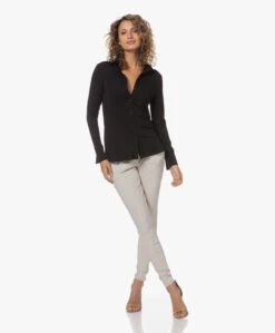 Lasalle Tencel Jersey Blouse - Zwart -Mode Kleding 230601 a2503ee1 07c8 4327 8345 171a7862d2af