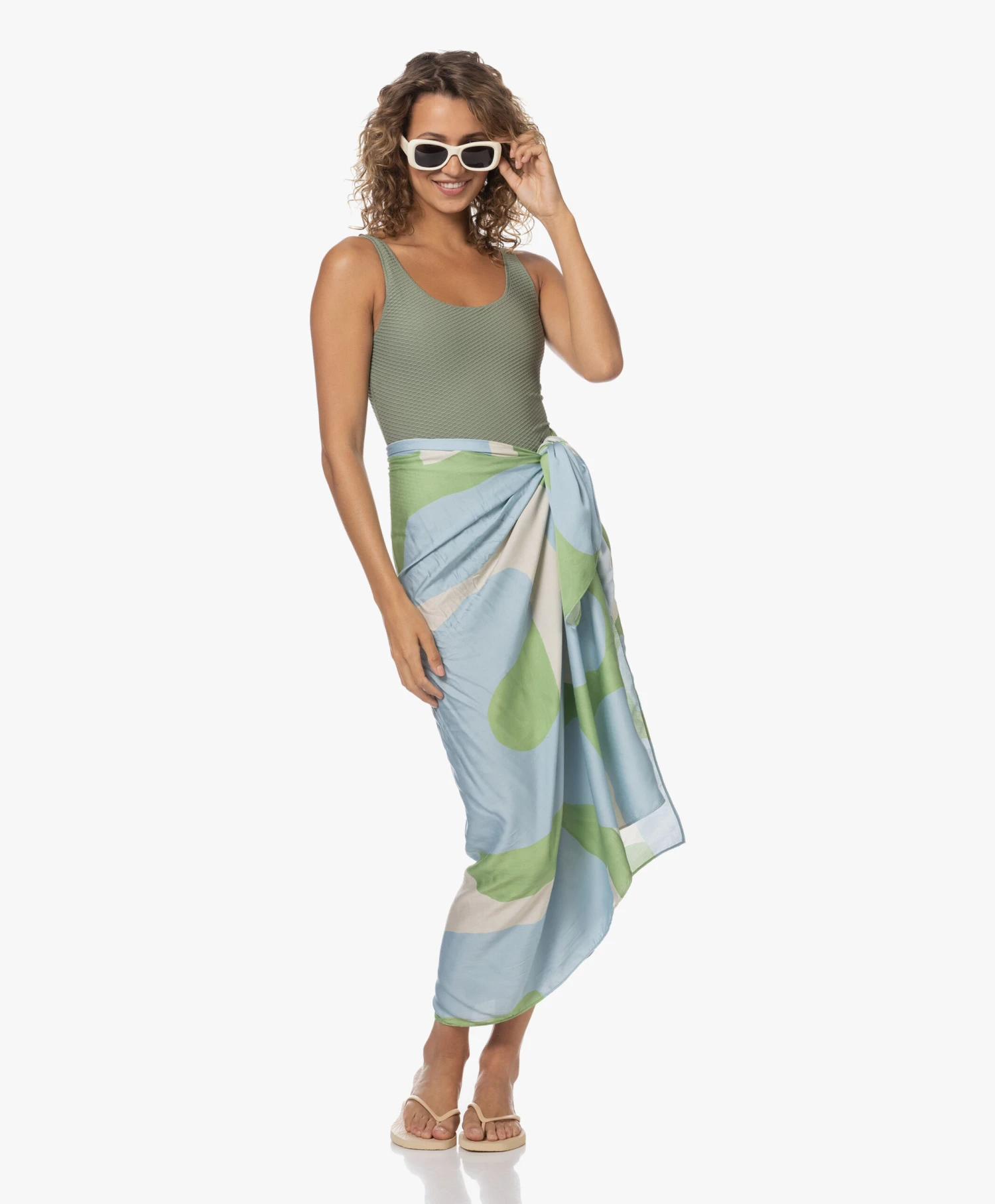 Viveh Bauxite Viscose Print Sjaal/Omslagdoek - Blauw/Groen 2 Viveh Bauxite Viscose Print Sjaal/Omslagdoek - Blauw/Groen - Afbeelding 2