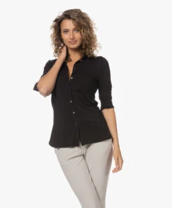 Lasalle Tencel Jersey Blouse - Zwart -Mode Kleding 230601 cab77a10 5b72 4dc0 be29 c5fa9f6693f9