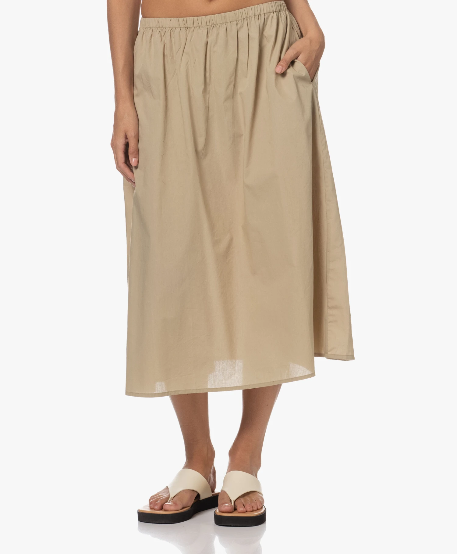 Gai+Lisva Petra Katoenen Poplin Midi Rok - Chinchilla 1 Gai+Lisva Petra Katoenen Poplin Midi Rok - Chinchilla