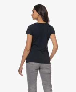 Majestic Filatures Julia Deluxe Katoenen V-Hals T-Shirt - Marine -Mode Kleding 230606 131ebd9c 845b 4a72 b50b 4a3402c6482c