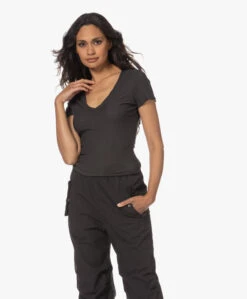 James Perse Slub Jersey V-Hals T-Shirt - Carbon