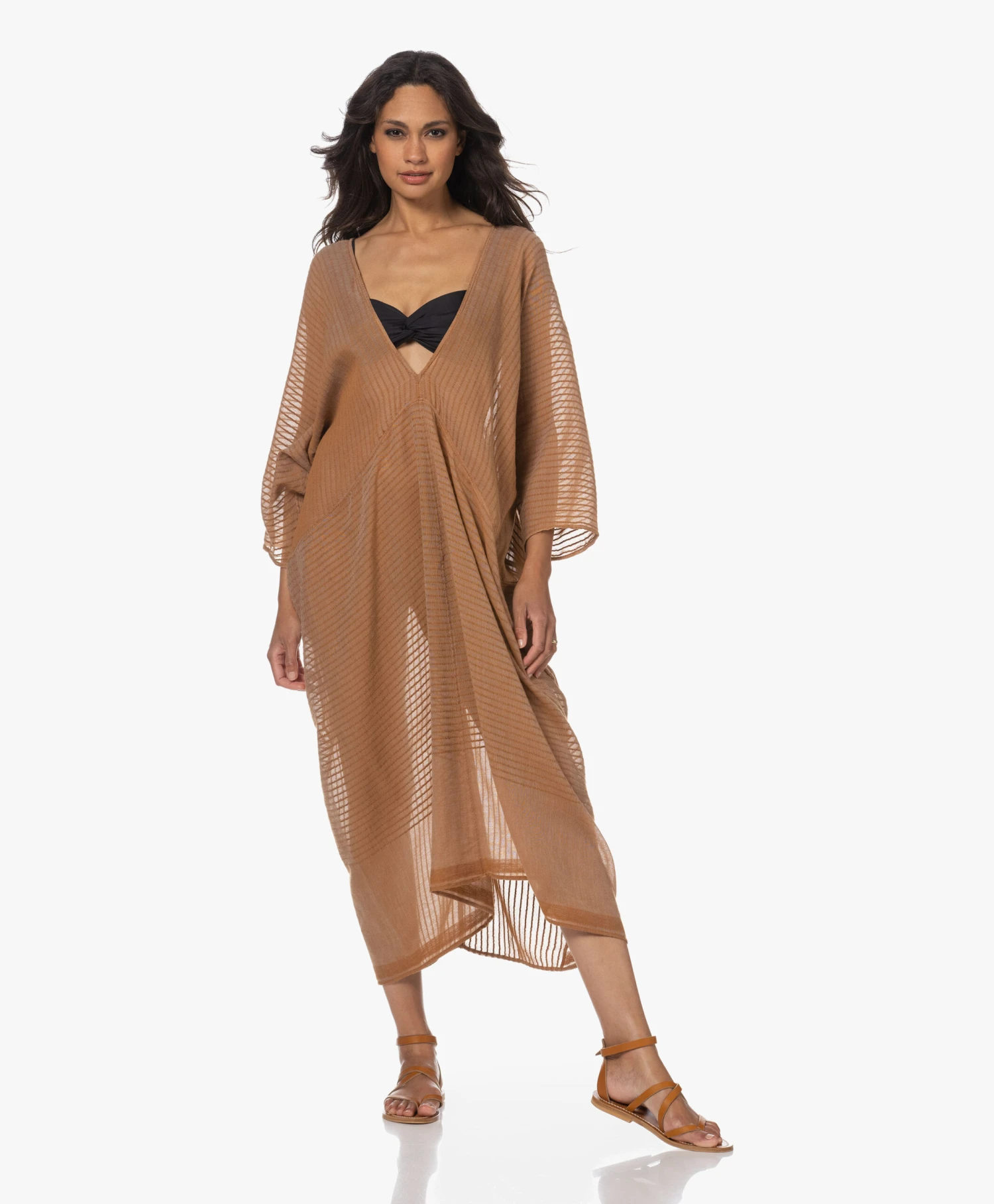 Su Paris Talia Katoenen Gauze Kaftan - Tan 9 Su Paris Talia Katoenen Gauze Kaftan - Tan - Afbeelding 9