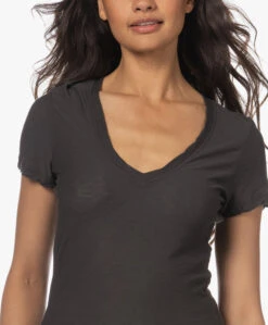 James Perse Slub Jersey V-Hals T-Shirt - Carbon -Mode Kleding 230606 6a925a7c 985a 40ef b810 3062dff63569