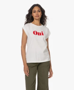 By-Bar Thelma Oui Flock Print T-Shirt - Off-White