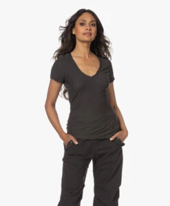 James Perse Slub Jersey V-Hals T-Shirt - Carbon -Mode Kleding 230606 865f28e5 7413 4251 8368 b0e248bc5530