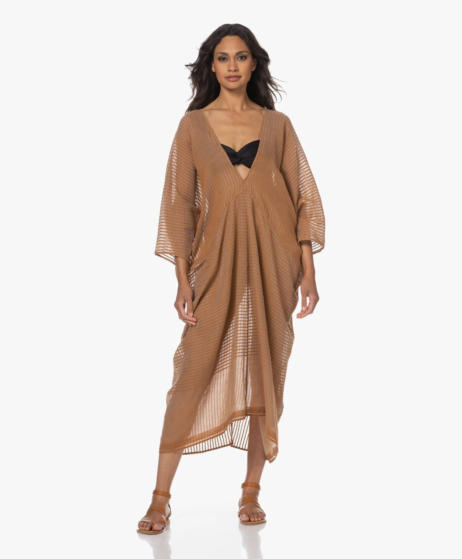 Su Paris Talia Katoenen Gauze Kaftan - Tan 13 Su Paris Talia Katoenen Gauze Kaftan - Tan - Afbeelding 13