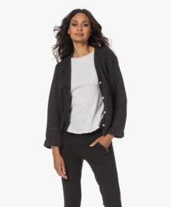 American Vintage East Alpacamix Doorknoopvest - Charcoal Melange