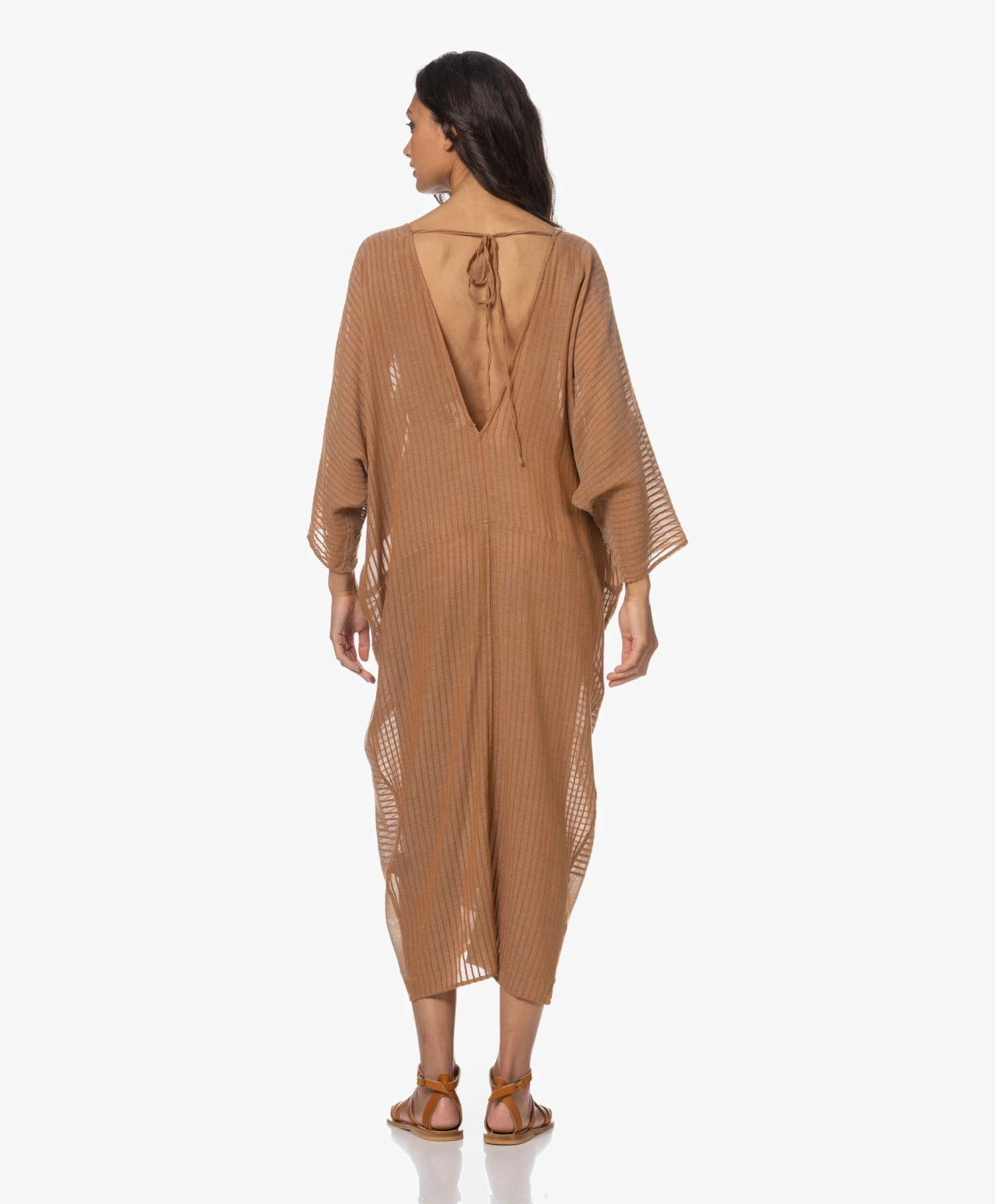Su Paris Talia Katoenen Gauze Kaftan - Tan 4 Su Paris Talia Katoenen Gauze Kaftan - Tan - Afbeelding 4