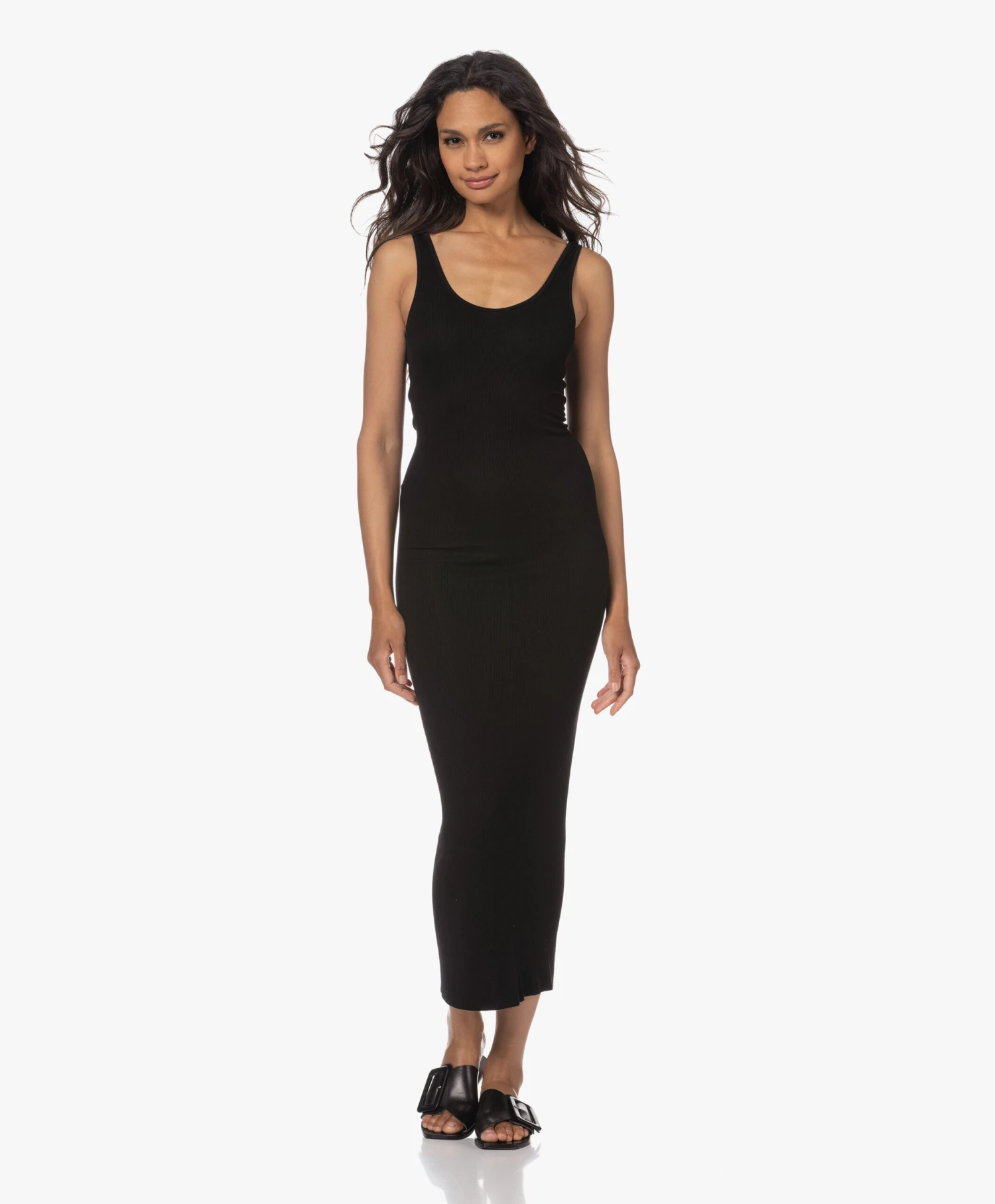 Enza Costa Zijdemix Jersey Tankjurk - Zwart 1 Enza Costa Zijdemix Jersey Tankjurk - Zwart