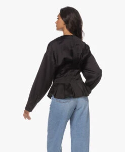 Róhe Waisted Satijnen Blouse - Zwart -Mode Kleding 230613 44d82224 09a7 4265 b6bc d83257c8f899