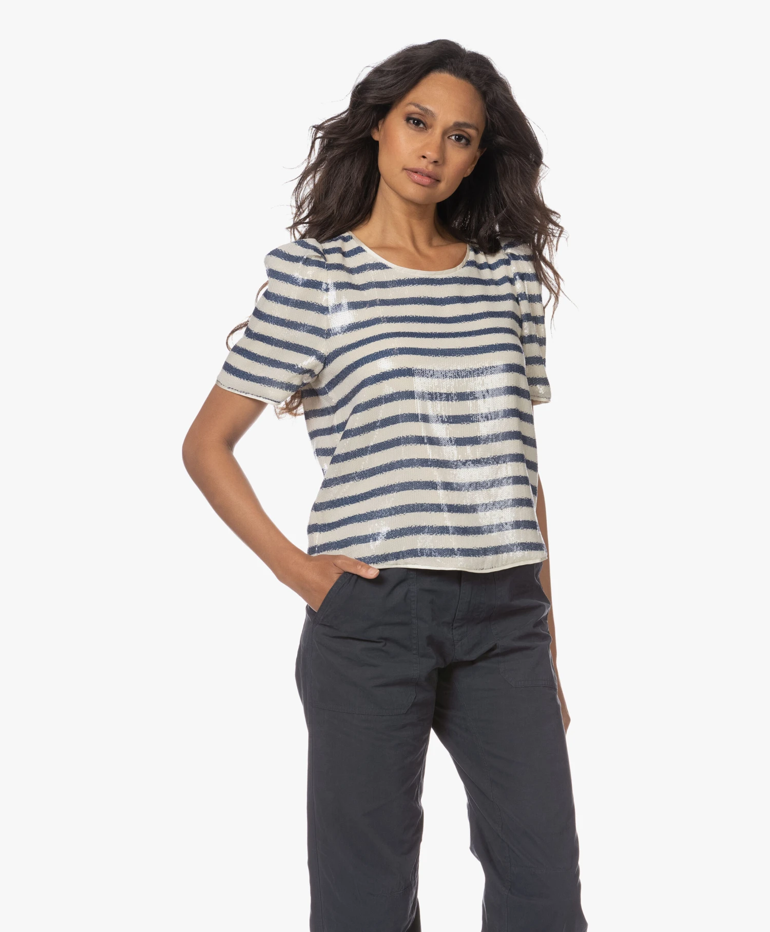 Zadig & Voltaire Tchao Sequins Stripe Blousetop - Judo 3 Zadig & Voltaire Tchao Sequins Stripe Blousetop - Judo - Afbeelding 3