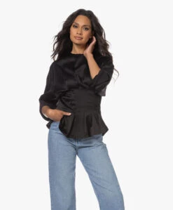 Róhe Waisted Satijnen Blouse - Zwart -Mode Kleding 230613 9c4c8793 db06 4568 aea9 d96adab821c6