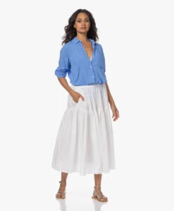 Enza Costa Cool Cotton Tiered Maxi Rok - Wit -Mode Kleding 230614 1553b3e8 e662 4023 8851 6741d837117c