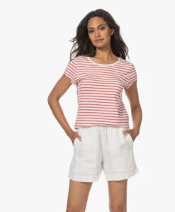 No Man'S Land Gestreept Viscosemix T-Shirt - Flamingo -Mode Kleding 230614 1d0911dc 531c 4dc5 ad7f 61d4ec8d8ebb