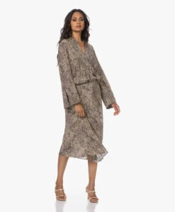 By Malene Birger Bosha Midi Slangenprint Rok - Zwart/Beige -Mode Kleding 230614 3c859134 746e 4b54 9057 65cf181d76b2