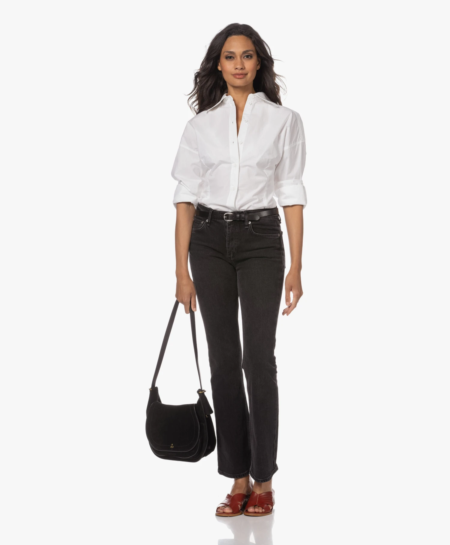 Róhe Shaped Overhemdblouse Met Manchetknopen - Wit 2 Róhe Shaped Overhemdblouse Met Manchetknopen - Wit - Afbeelding 2