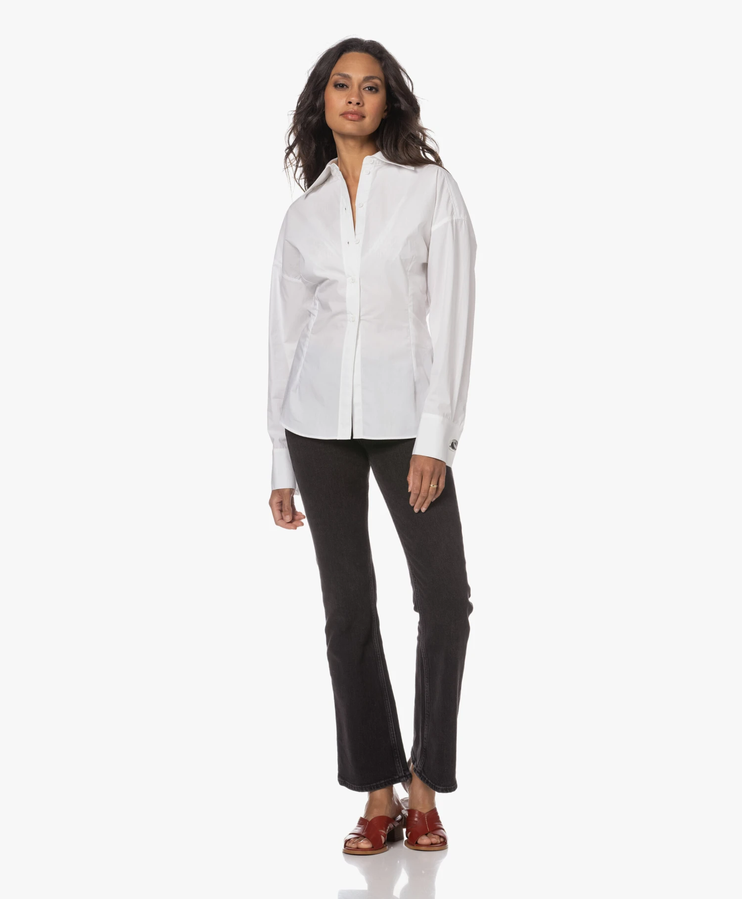 Róhe Shaped Overhemdblouse Met Manchetknopen - Wit 6 Róhe Shaped Overhemdblouse Met Manchetknopen - Wit - Afbeelding 6