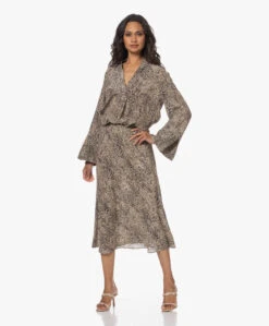 By Malene Birger Bosha Midi Slangenprint Rok - Zwart/Beige -Mode Kleding 230614 9da1e65a e096 40cd b254 e4acb04cc159