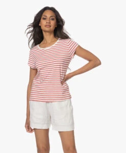 No Man'S Land Gestreept Viscosemix T-Shirt - Flamingo