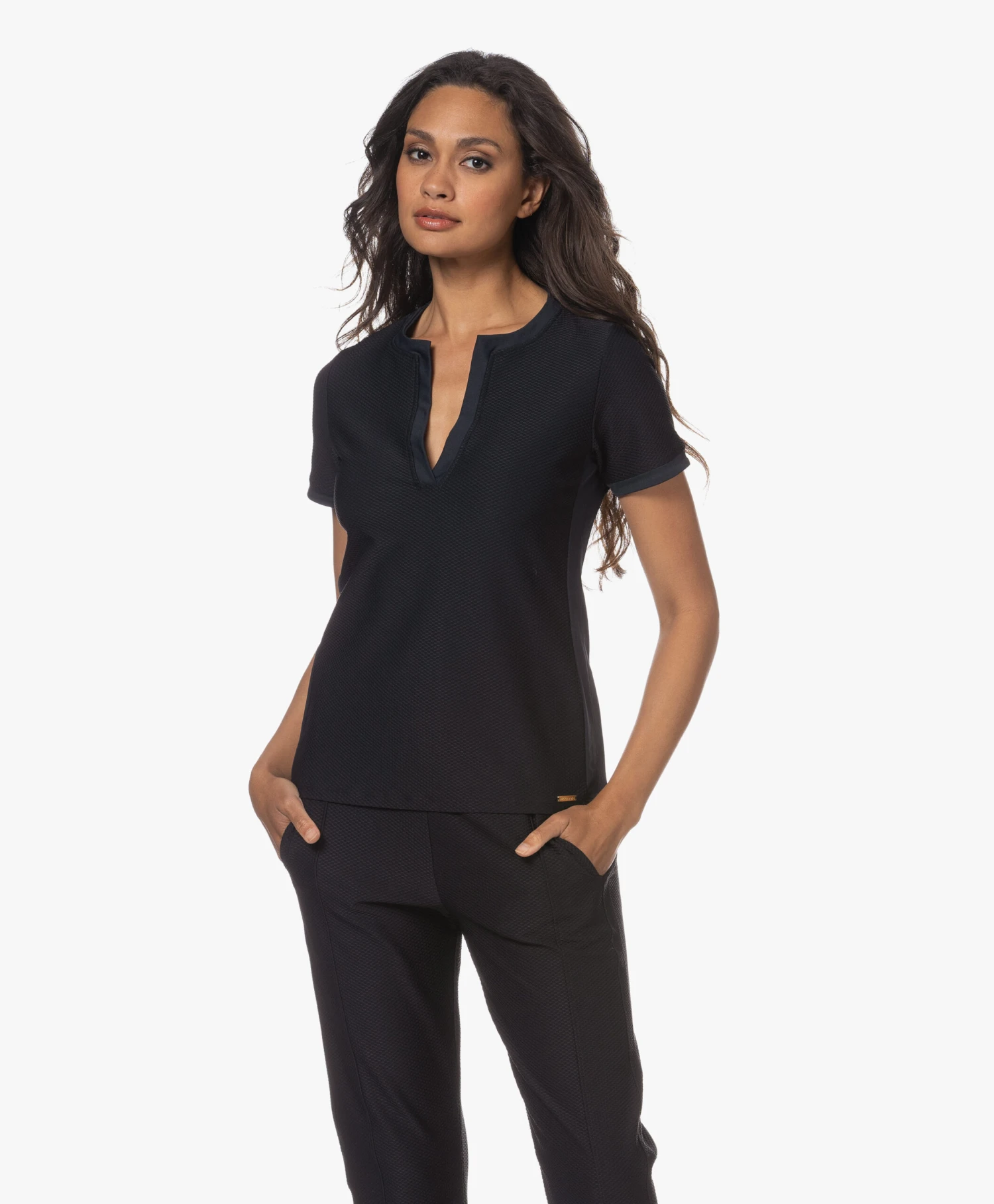 Deblon Sports Ellin Splithals T-Shirt - Zwart 3 Deblon Sports Ellin Splithals T-Shirt - Zwart - Afbeelding 3