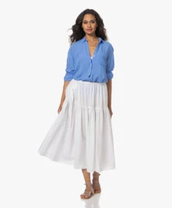 Enza Costa Cool Cotton Tiered Maxi Rok - Wit -Mode Kleding 230614 eab5fb83 c072 471c 806d a364d9c120db