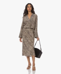 By Malene Birger Bosha Midi Slangenprint Rok - Zwart/Beige -Mode Kleding 230614 ff93c114 b8e5 4258 a826 a0cb34ff4cf5