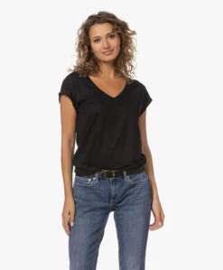 By-Bar Mila Linnen V-Hals T-Shirt - Zwart -Mode Kleding 230620 0b7fbadc a6db 49d3 bacf df03883140a1
