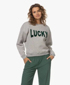 By-Bar Bas Lucky Flock Print Trui - Grijs Mêlee