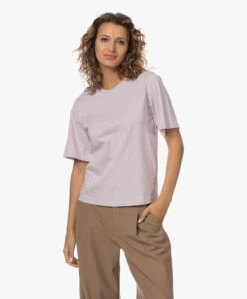 By Malene Birger Hedil Boxy Katoenen T-Shirt - Pastel Violet -Mode Kleding 230620 8f492c08 0f29 4016 8906 c8f11303e701