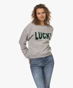 By-Bar Bas Lucky Flock Print Trui - Grijs Mêlee -Mode Kleding 230620 ad6fc84f 7e80 4272 a800 ab304df1c9cc