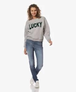By-Bar Bas Lucky Flock Print Trui - Grijs Mêlee -Mode Kleding 230620 ca67e211 f35d 4512 bf3b d47d335dfe8d