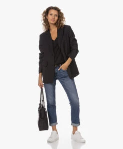 By-Bar Mila Linnen V-Hals T-Shirt - Zwart -Mode Kleding 230620 d1edf16b 6043 4feb 8e66 f4c41c9711cb