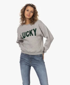 By-Bar Bas Lucky Flock Print Trui - Grijs Mêlee -Mode Kleding 230620 d2446b79 f721 4c87 8ce4 e0b7fc6ddd79