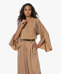 By Malene Birger Calias Twill Blouse - Tobacco Brown