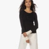 Woman By Earn Lory Cuffs Modalmix Rib Trui - Zwart Vari