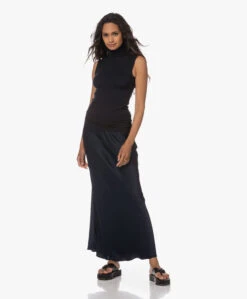 Woman By Earn Bo Satijnen Maxi Rok - Navy -Mode Kleding 230622 96e5353e ced2 4f93 a606 1d1d1e03381f