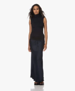 Woman By Earn Bo Satijnen Maxi Rok - Navy -Mode Kleding 230622 9ed2b495 5be3 43da 97e9 fa1023a85d5f
