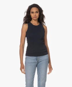 Drykorn Olina Katoenen Rib Jersey Tanktop - Donkerblauw