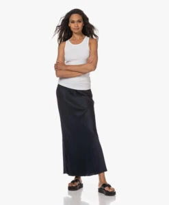 Woman By Earn Bo Satijnen Maxi Rok - Navy -Mode Kleding 230622 f6be62e5 7c74 4ce1 8622 c52a6da4637b