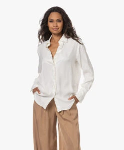Viveh Beryl Viscose Satijnen Blouse - Coconut Milk